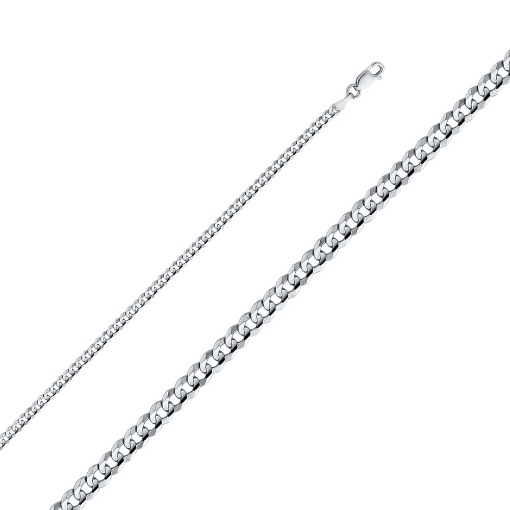 14K White 3.1mm Cuban Concave Chain - 20"